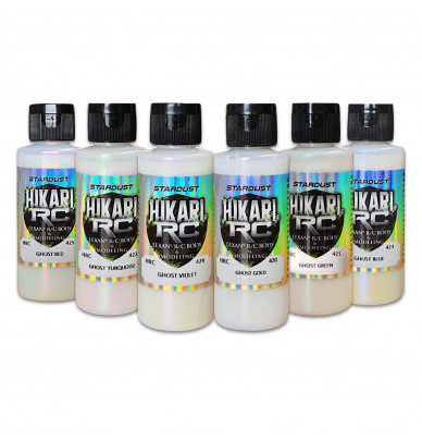 HIKARI RC Ghost series paints – 6 pearlescent transparent colours for RC model painting