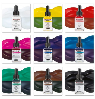 Set of 9 basic colors Aero Color - assorted Schmincke inks