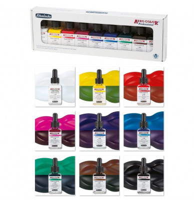 Set of 9 basic colors Aero Color - assorted Schmincke inks