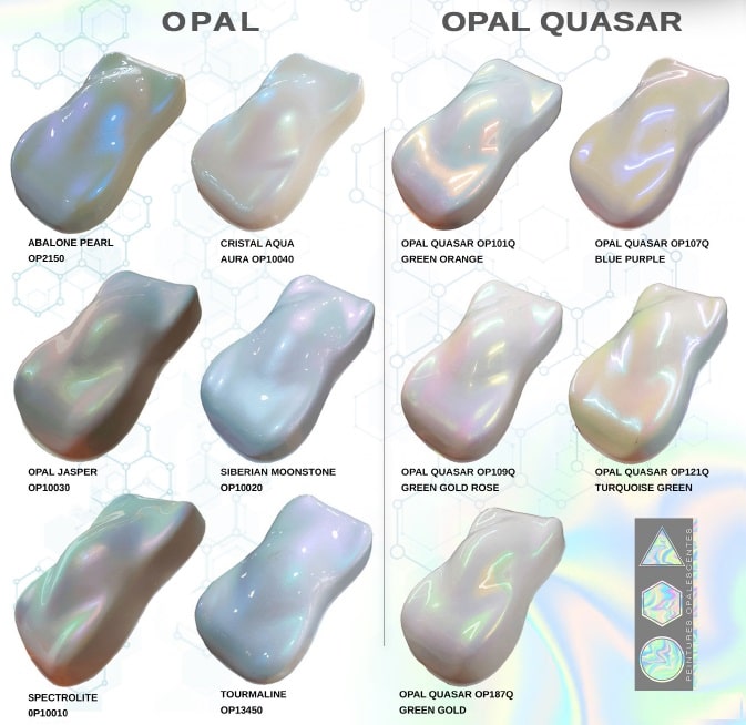 Complete opalescent effect paint kit for motorcycles